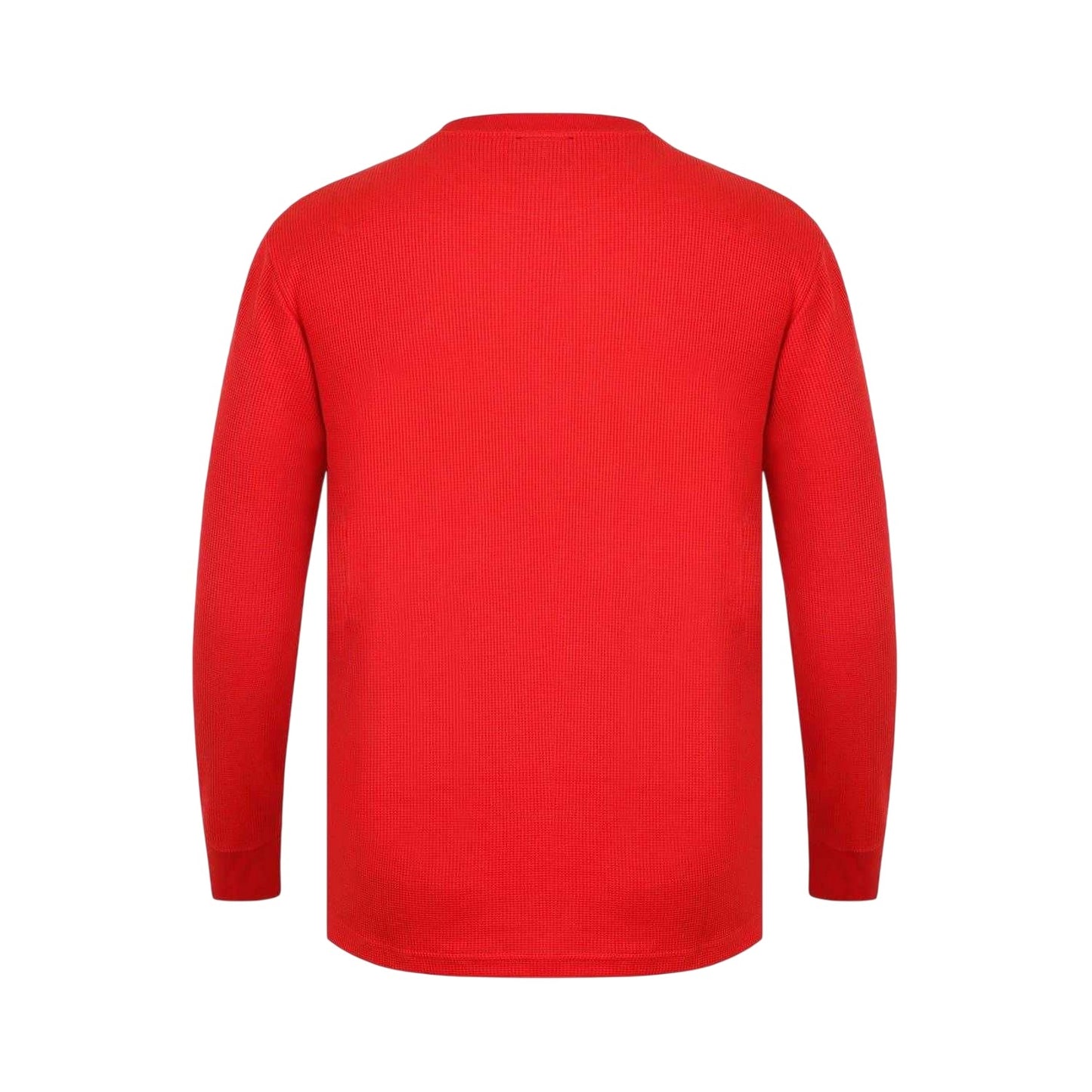 Red - Back - Fabric Mens Waffle Long-Sleeved T-Shirt