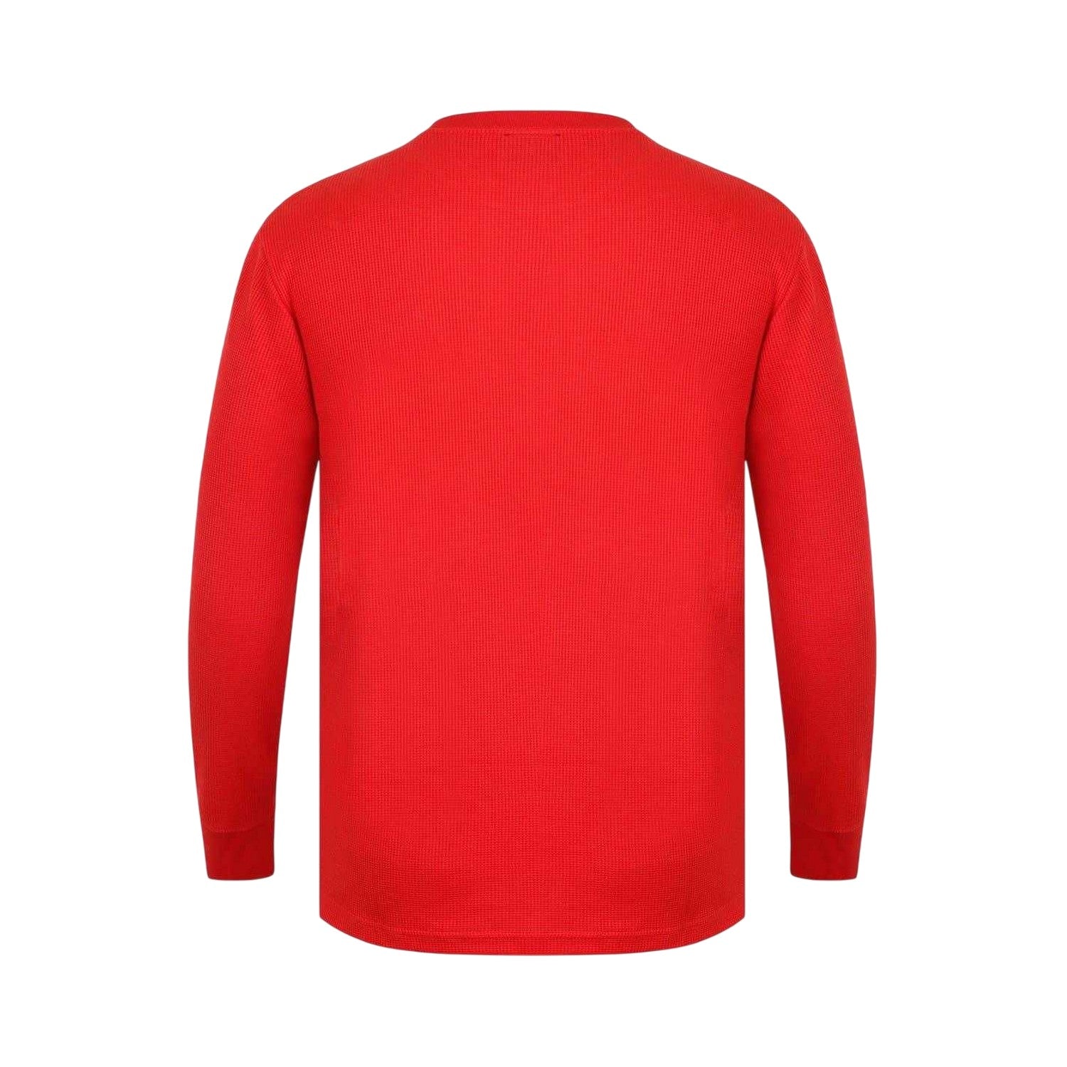 Red - Back - Fabric Mens Waffle Long-Sleeved T-Shirt