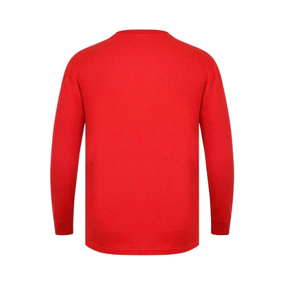 Red - Back - Fabric Mens Waffle Long-Sleeved T-Shirt