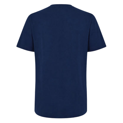 Navy - Back - Adidas Mens Logo Cotton Crew Neck T-Shirt