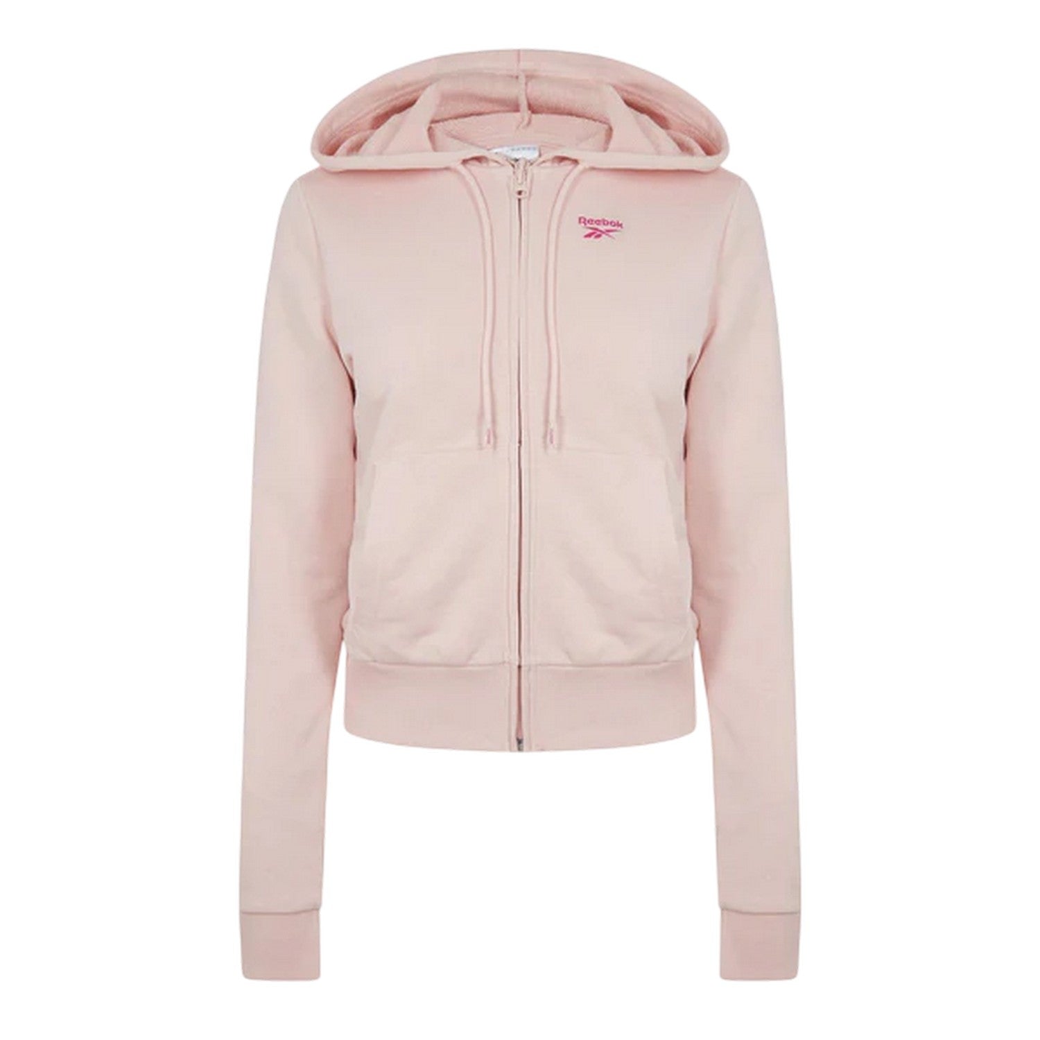 Light Pink - Front - Reebok Womens-Ladies French Terry Regular Full Zip Hoodie