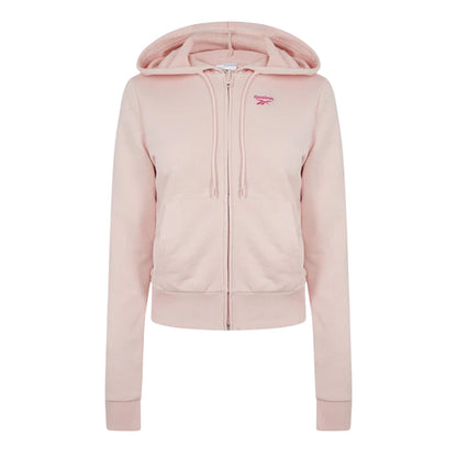 Light Pink - Front - Reebok Womens-Ladies French Terry Regular Full Zip Hoodie