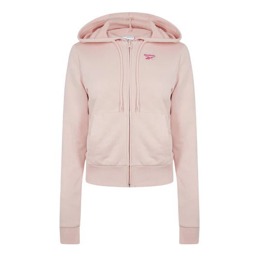 Light Pink - Front - Reebok Womens-Ladies French Terry Regular Full Zip Hoodie