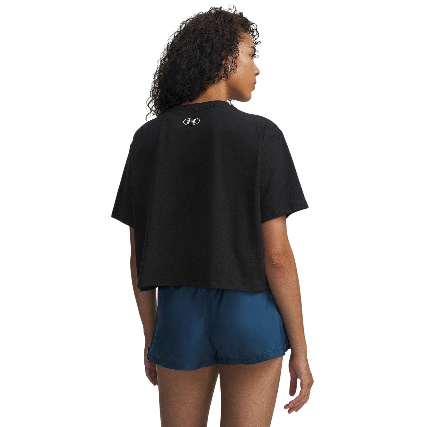 Black-White - Back - Under Armour Womens-Ladies Rival Cropped Boxy T-Shirt
