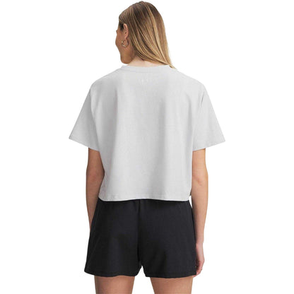 Grey-White - Back - Under Armour Womens-Ladies Rival Cropped Boxy T-Shirt