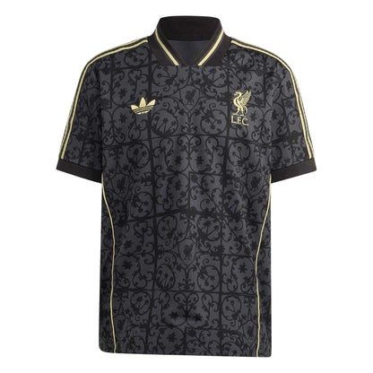 Black-Gold - Front - Adidas Unisex Adult Liverpool FC V Neck Football Jersey