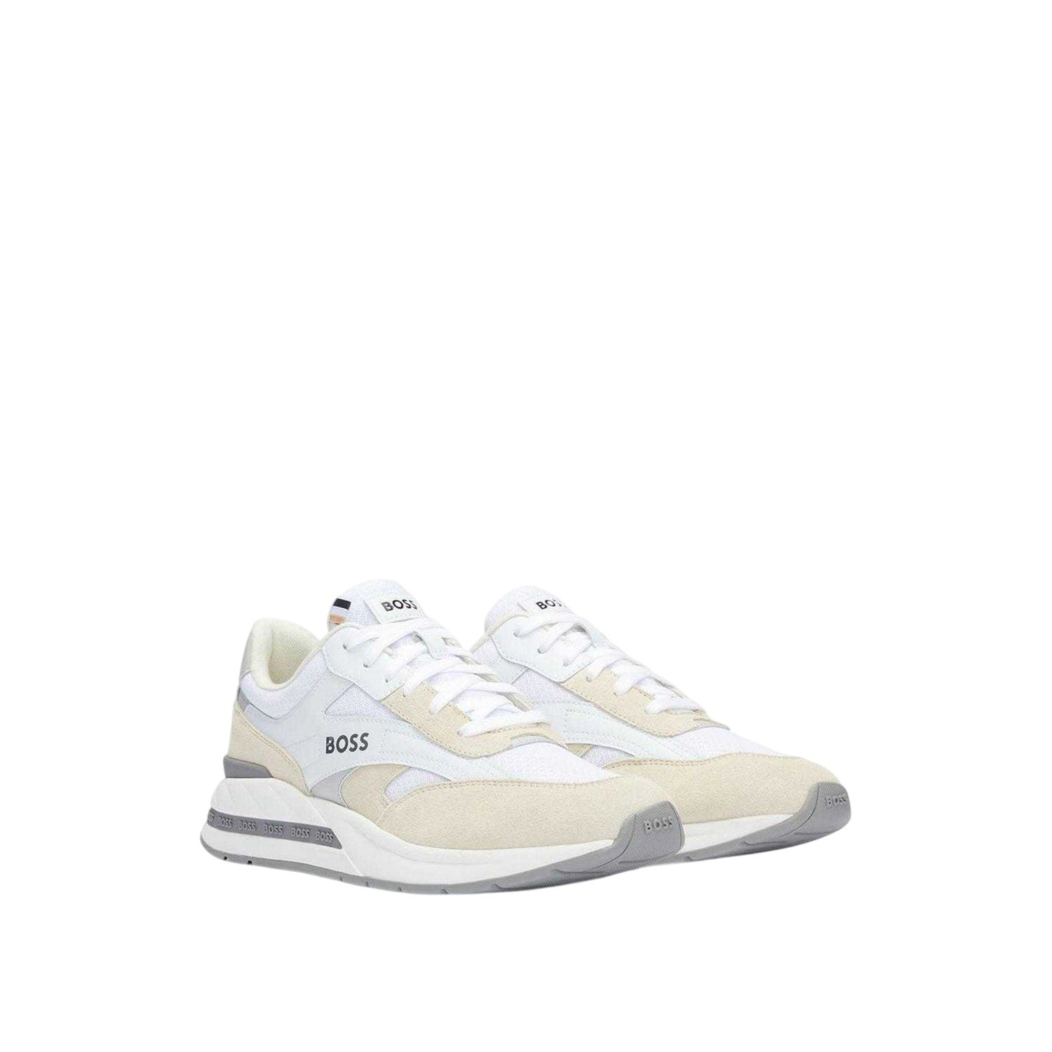 White - Back - Boss Mens Kurt Leather Running Trainers