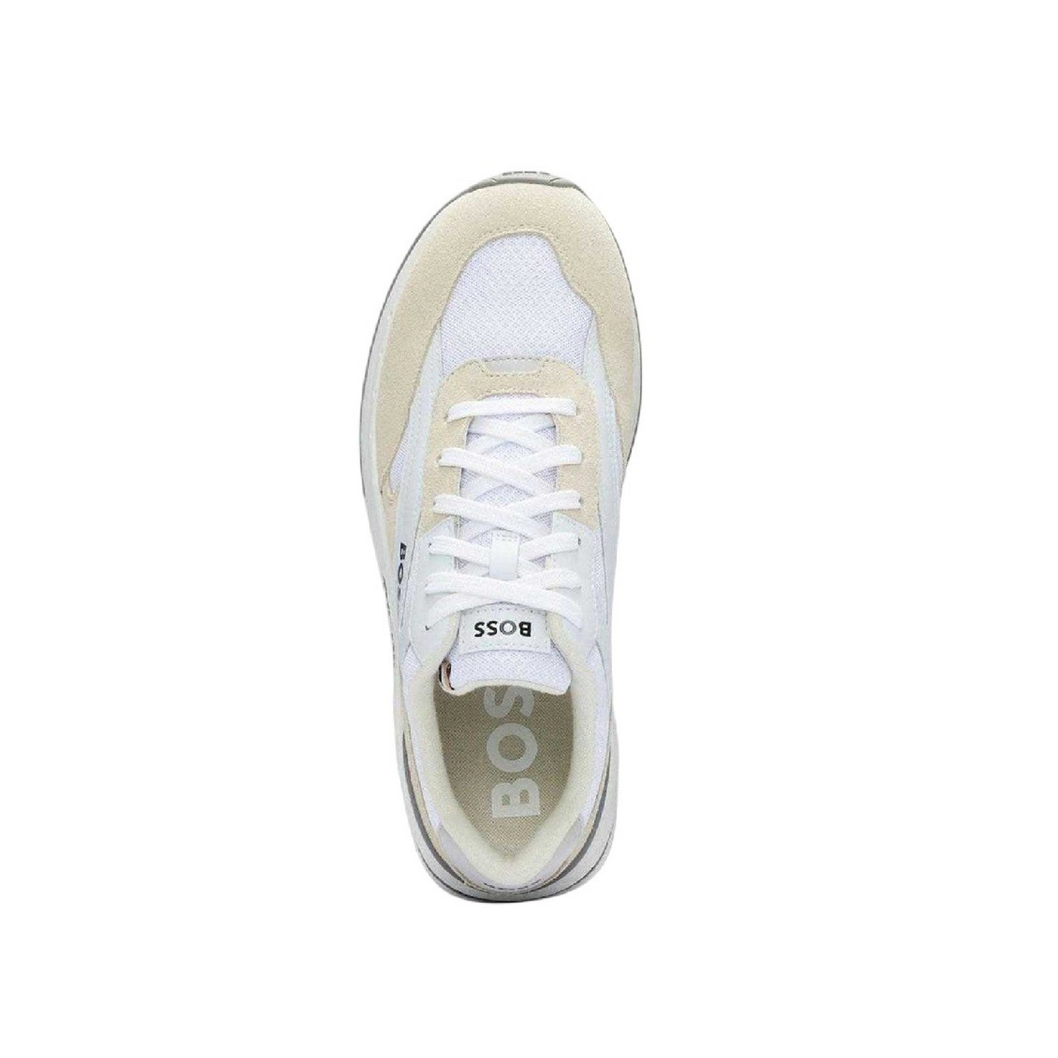 White - Lifestyle - Boss Mens Kurt Leather Running Trainers