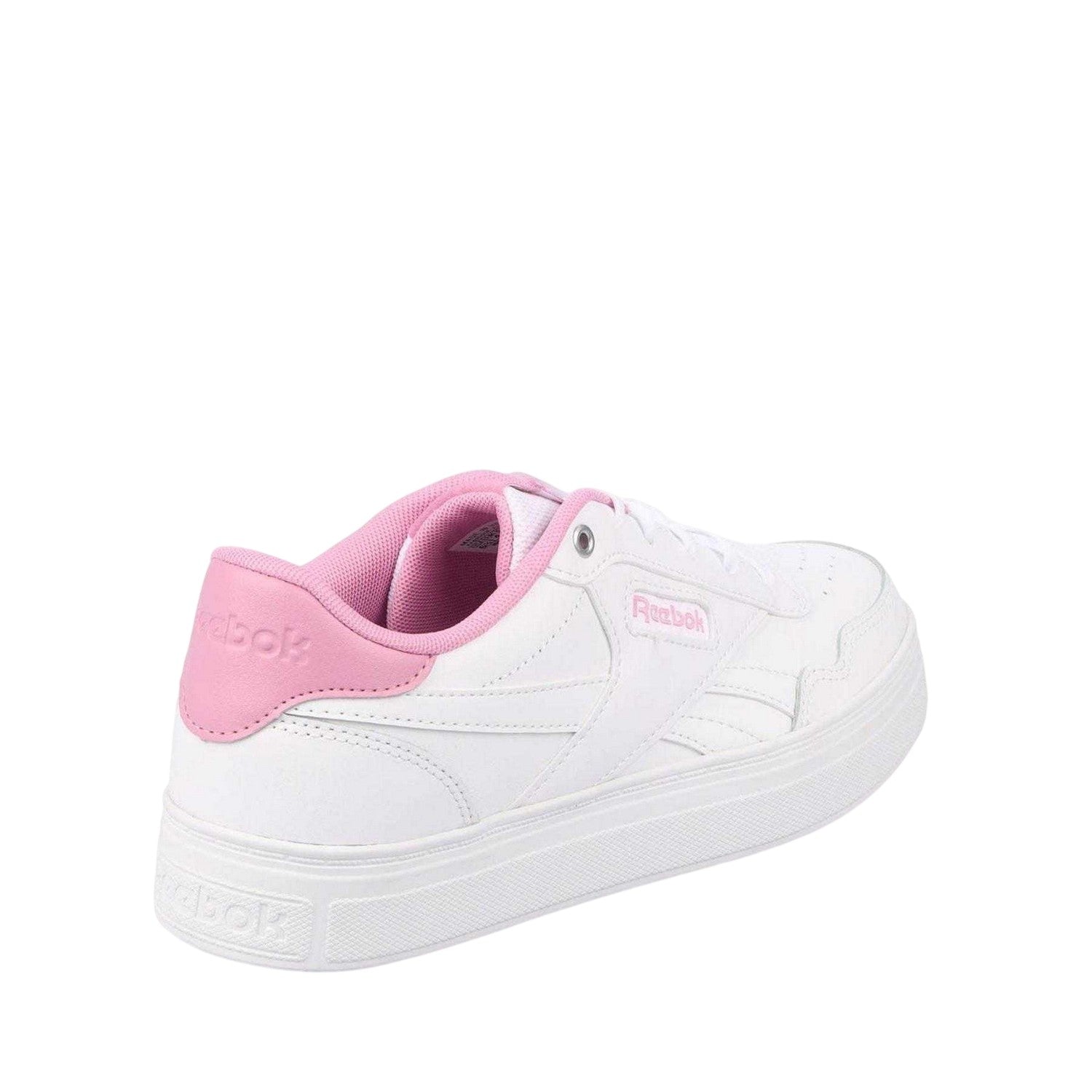 White-Pink - Front - Reebok Womens-Ladies Court Advance Bold Leather Trainers