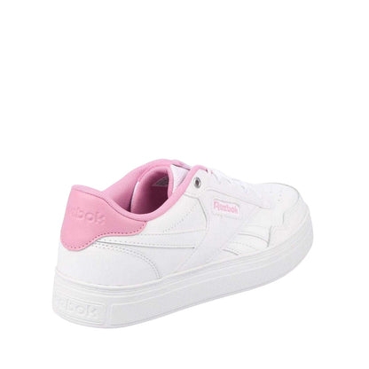 White-Pink - Front - Reebok Womens-Ladies Court Advance Bold Leather Trainers