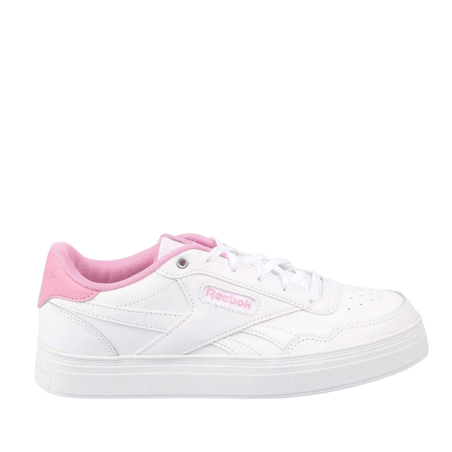 White-Pink - Back - Reebok Womens-Ladies Court Advance Bold Leather Trainers