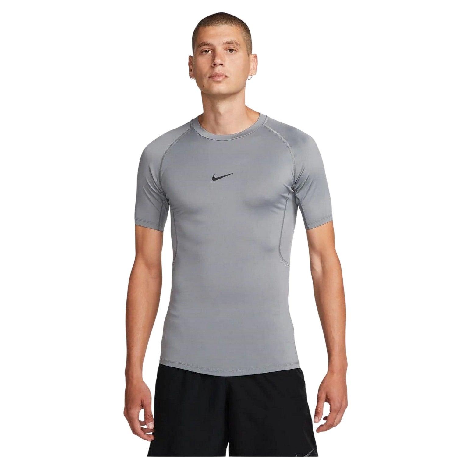 Grey - Front - Nike Mens Pro Core Dri-FIT Compression Tight Base Layer Top