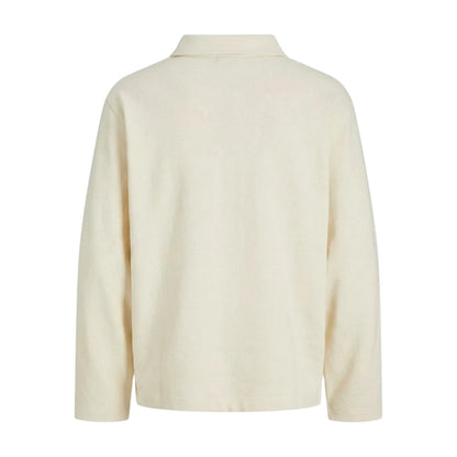 Antique White - Back - Jack And Jones Mens Split Neck Relaxed Fit Sweatshirt