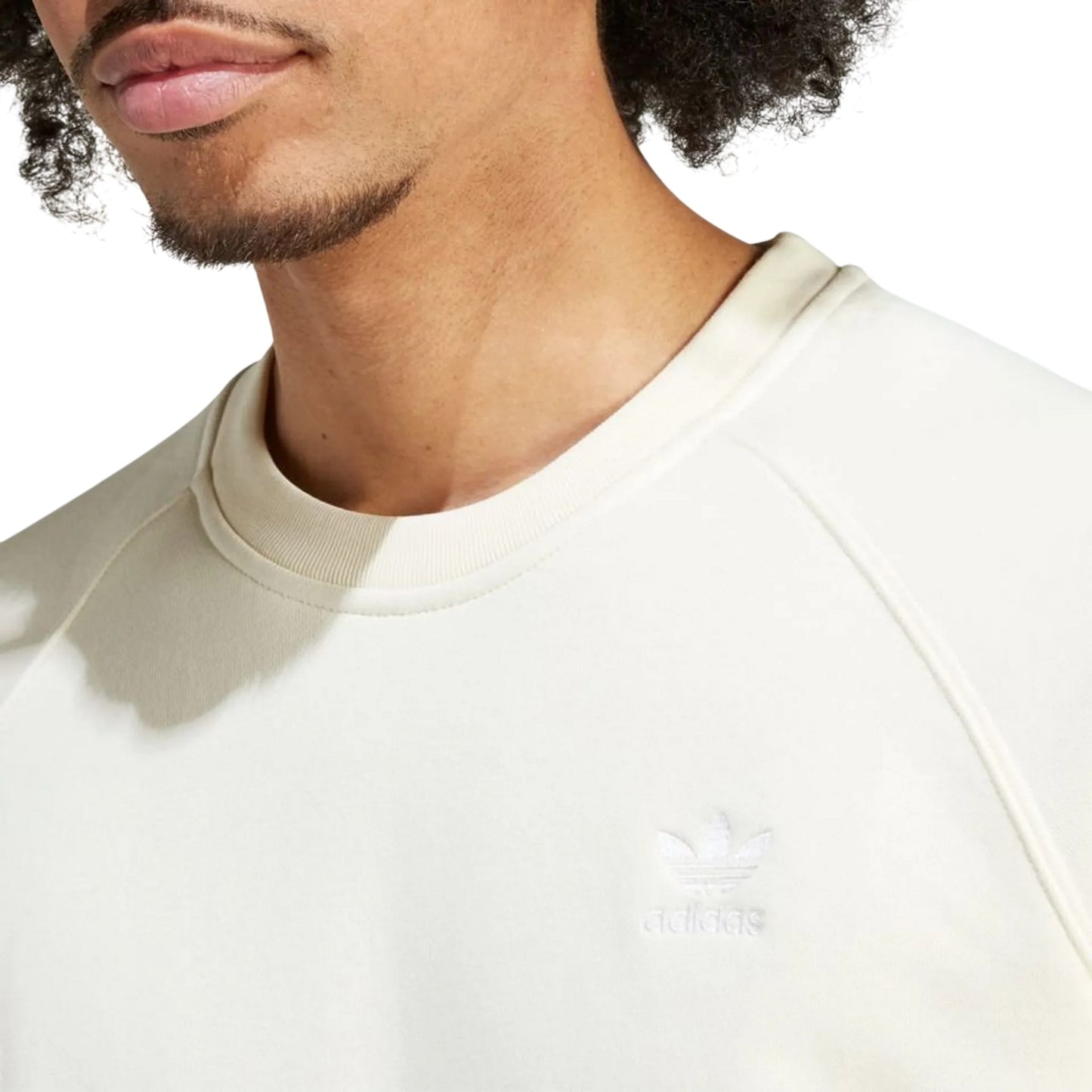 Ivory - Side - Adidas Mens Essential Crew Neck Sweatshirt