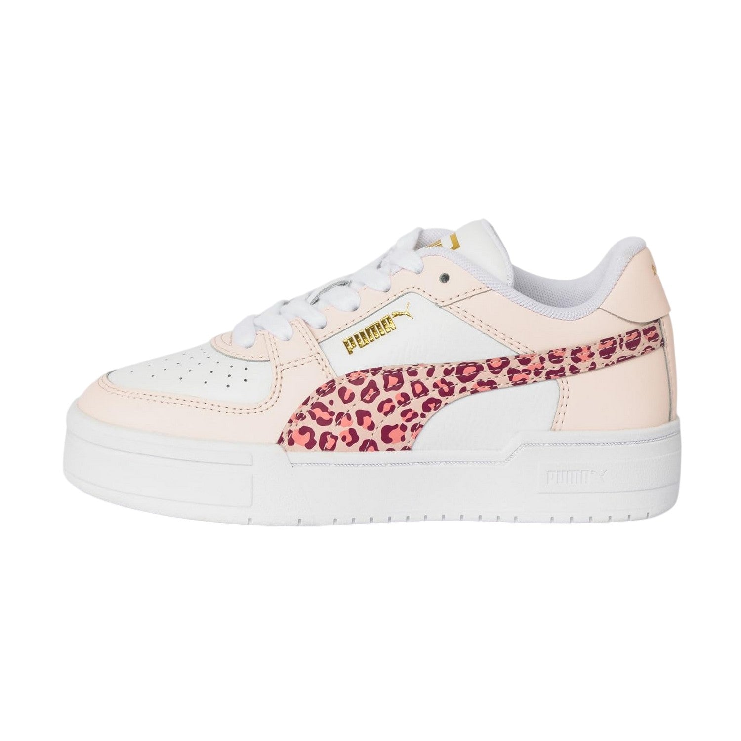 White-Leopard - Side - Puma Childrens-Kids Pro Leopard Print Trainers