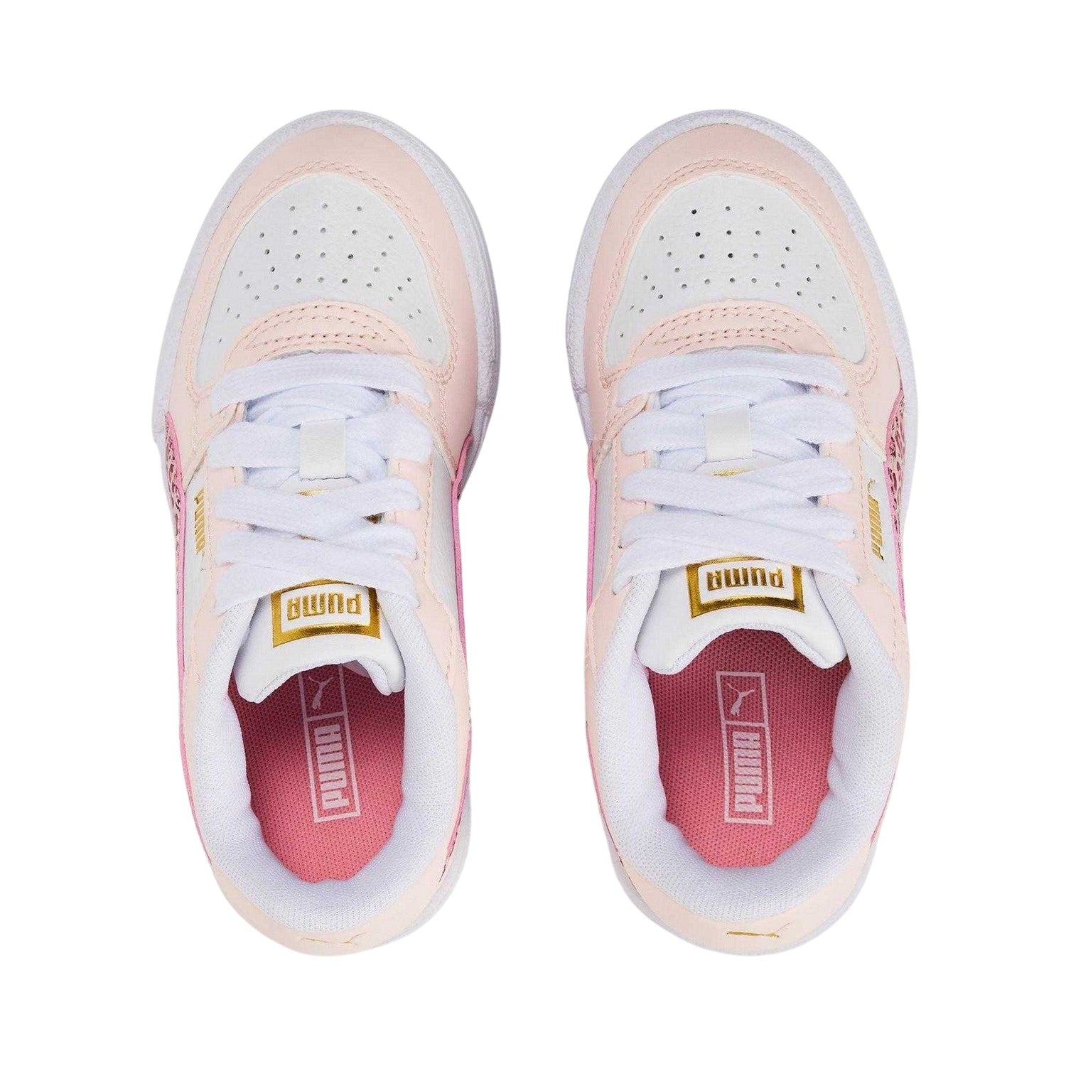 White-Leopard - Pack Shot - Puma Childrens-Kids Pro Leopard Print Trainers