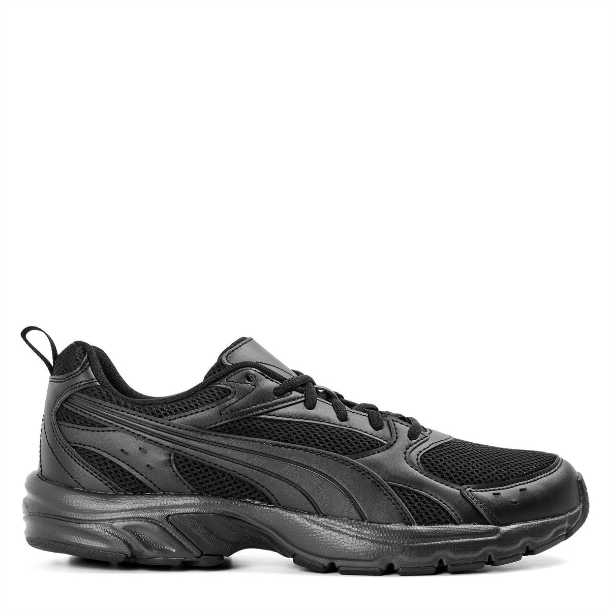 Triple Black - Front - Puma Mens Milenio Tech Leather Low Trainers