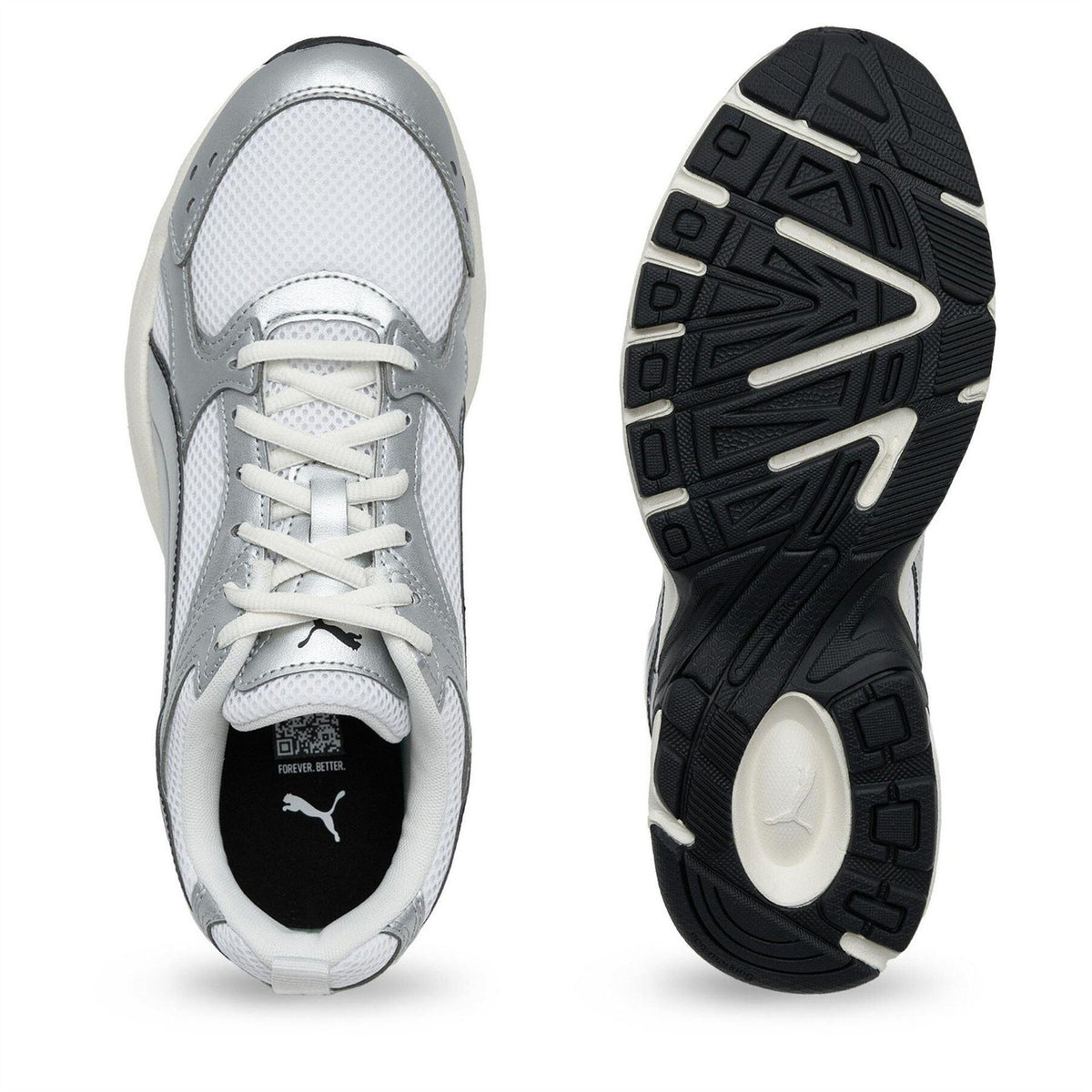 White-Silver - Side - Puma Mens Milenio Tech Leather Low Trainers