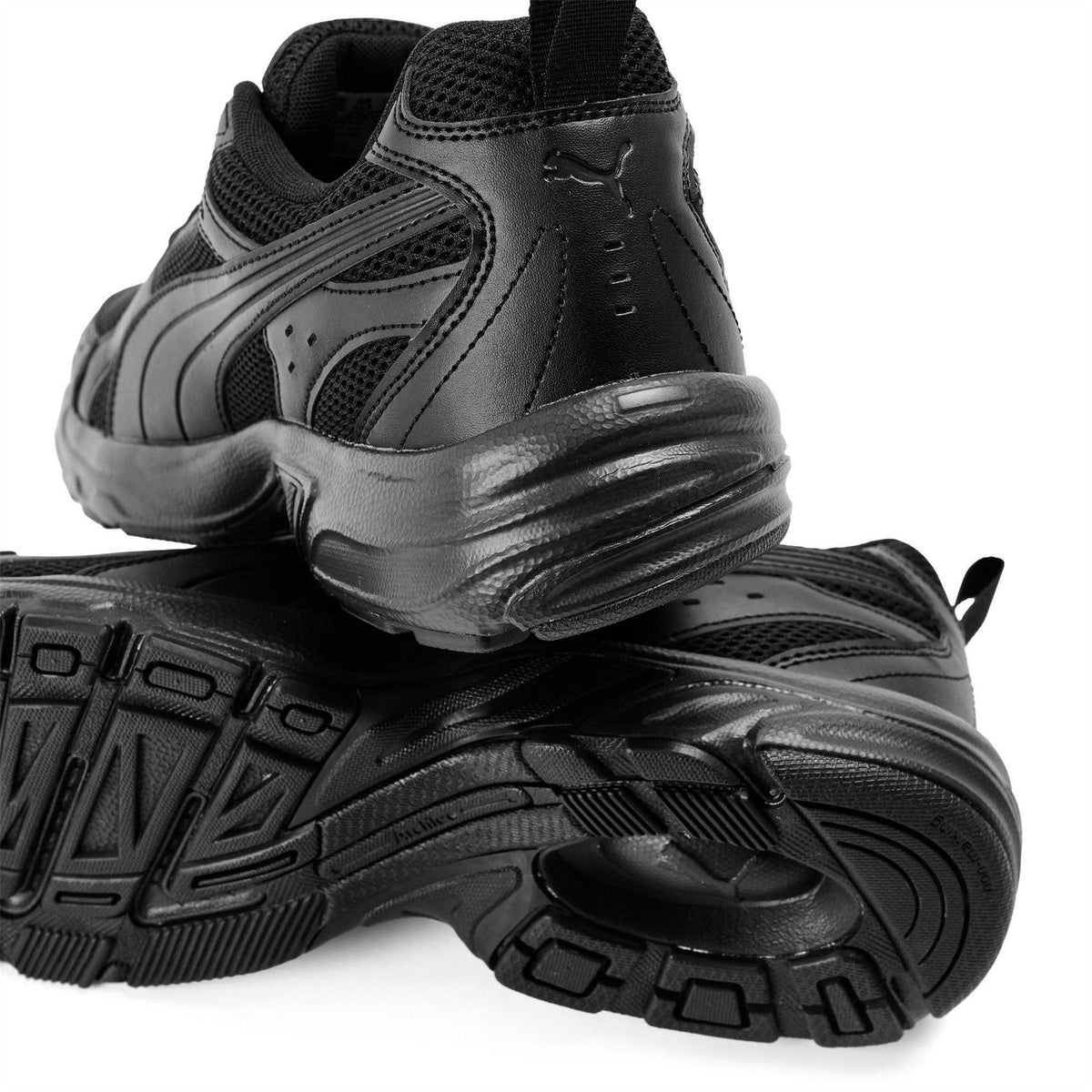 Triple Black - Side - Puma Mens Milenio Tech Leather Low Trainers