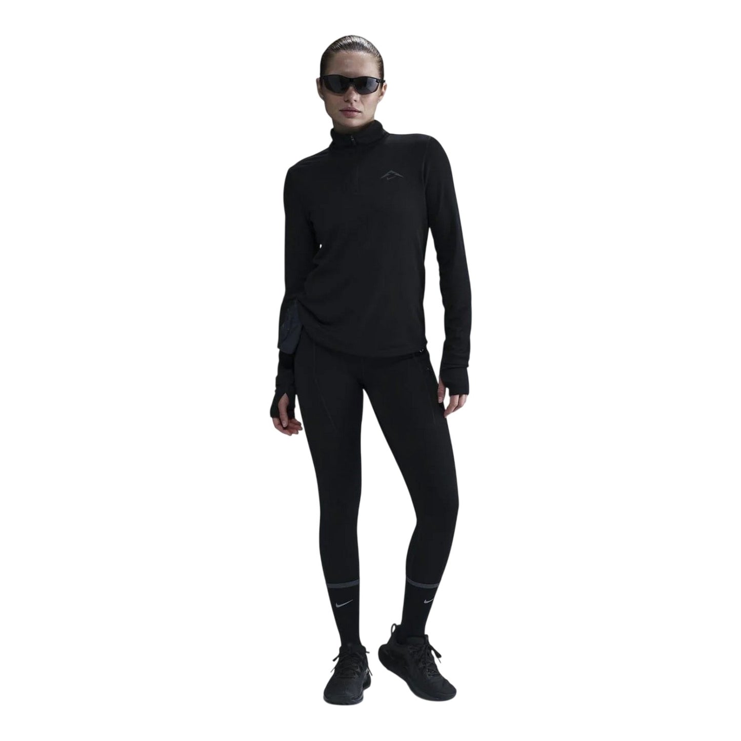 Black - Side - Nike Womens-Ladies Trail Dri-FIT Quarter Zip Running Midlayer