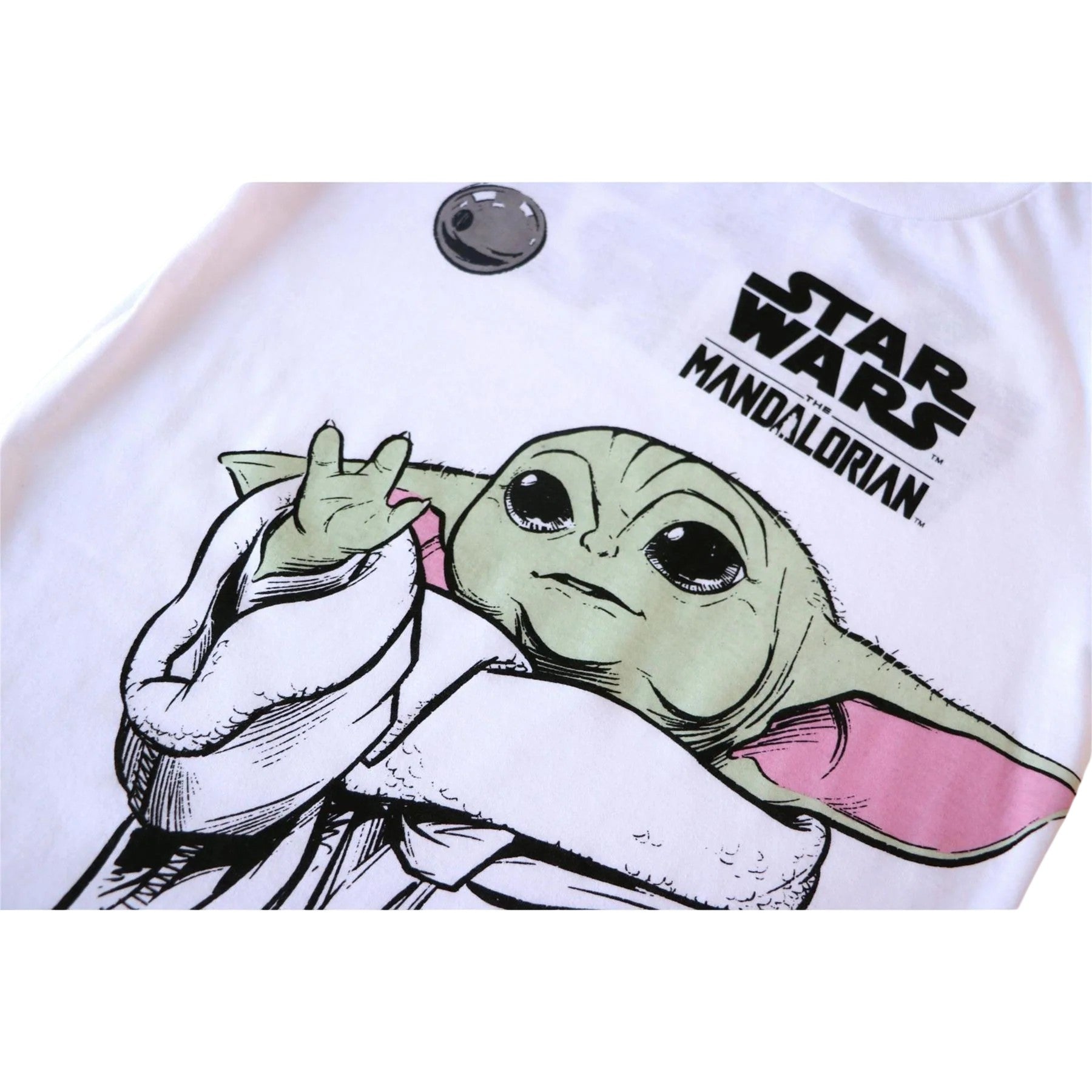 White - Side - Star Wars The Mandalorian Boys Grogu Cotton Blend T-Shirt