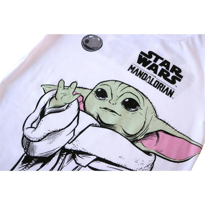White - Side - Star Wars The Mandalorian Boys Grogu Cotton Blend T-Shirt