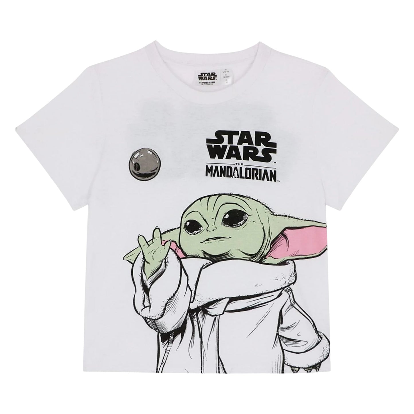 White - Front - Star Wars The Mandalorian Boys Grogu Cotton Blend T-Shirt