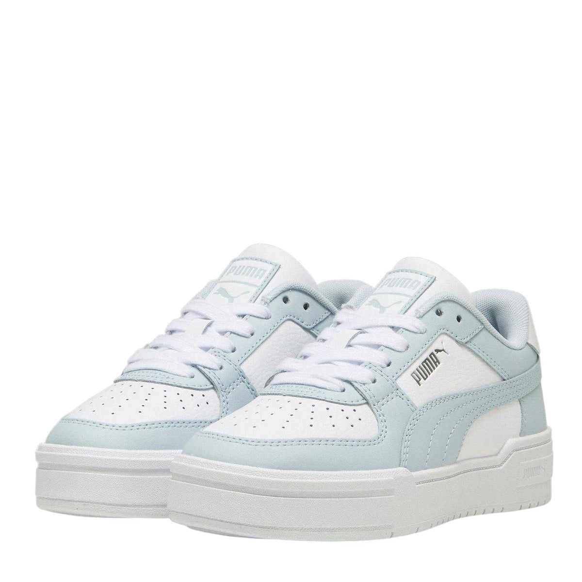 White-Blue - Side - Puma Childrens-Kids CA Pro Platform Trainers