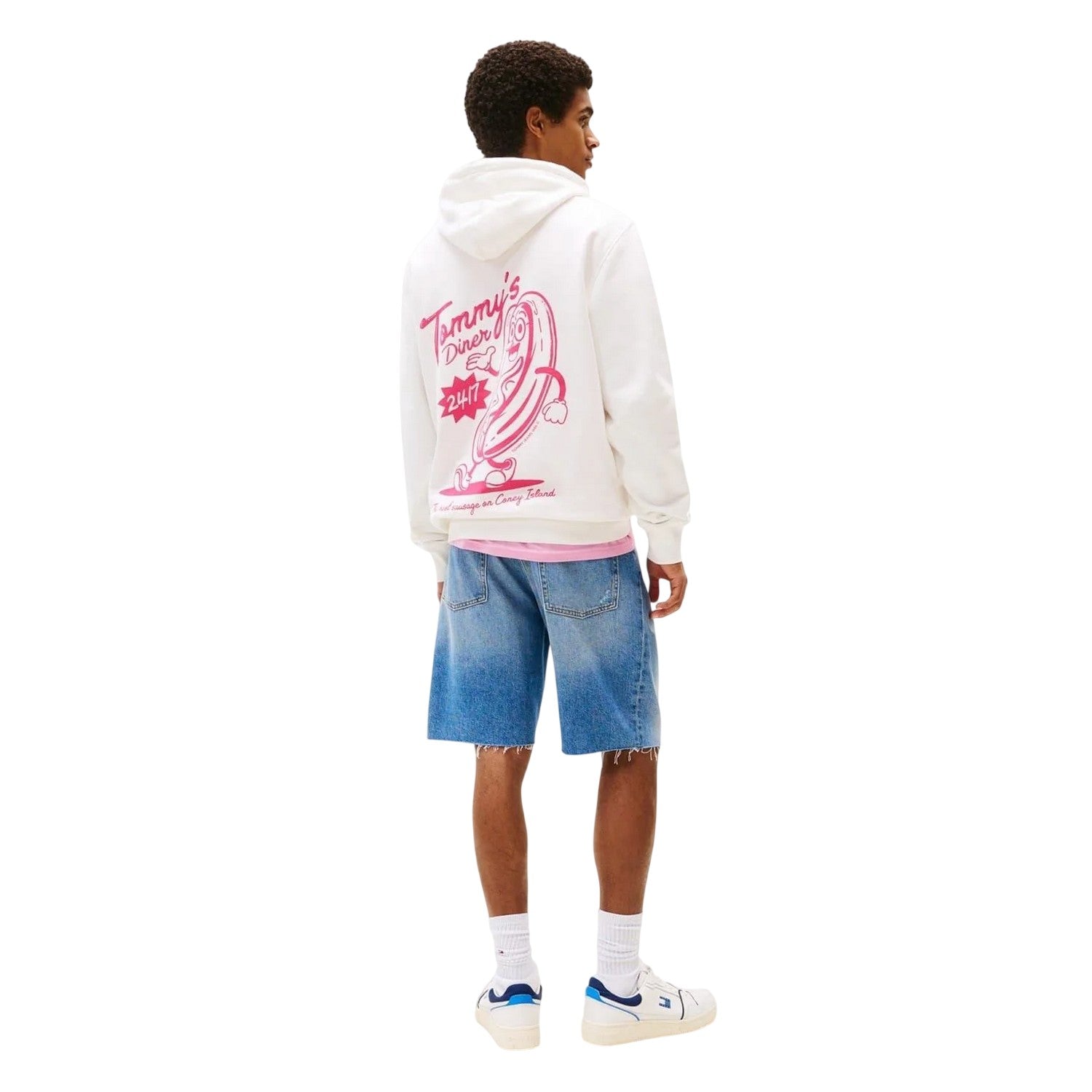 Ecru - Back - Tommy Jeans Mens Jeans Genie Cotton Hoodie