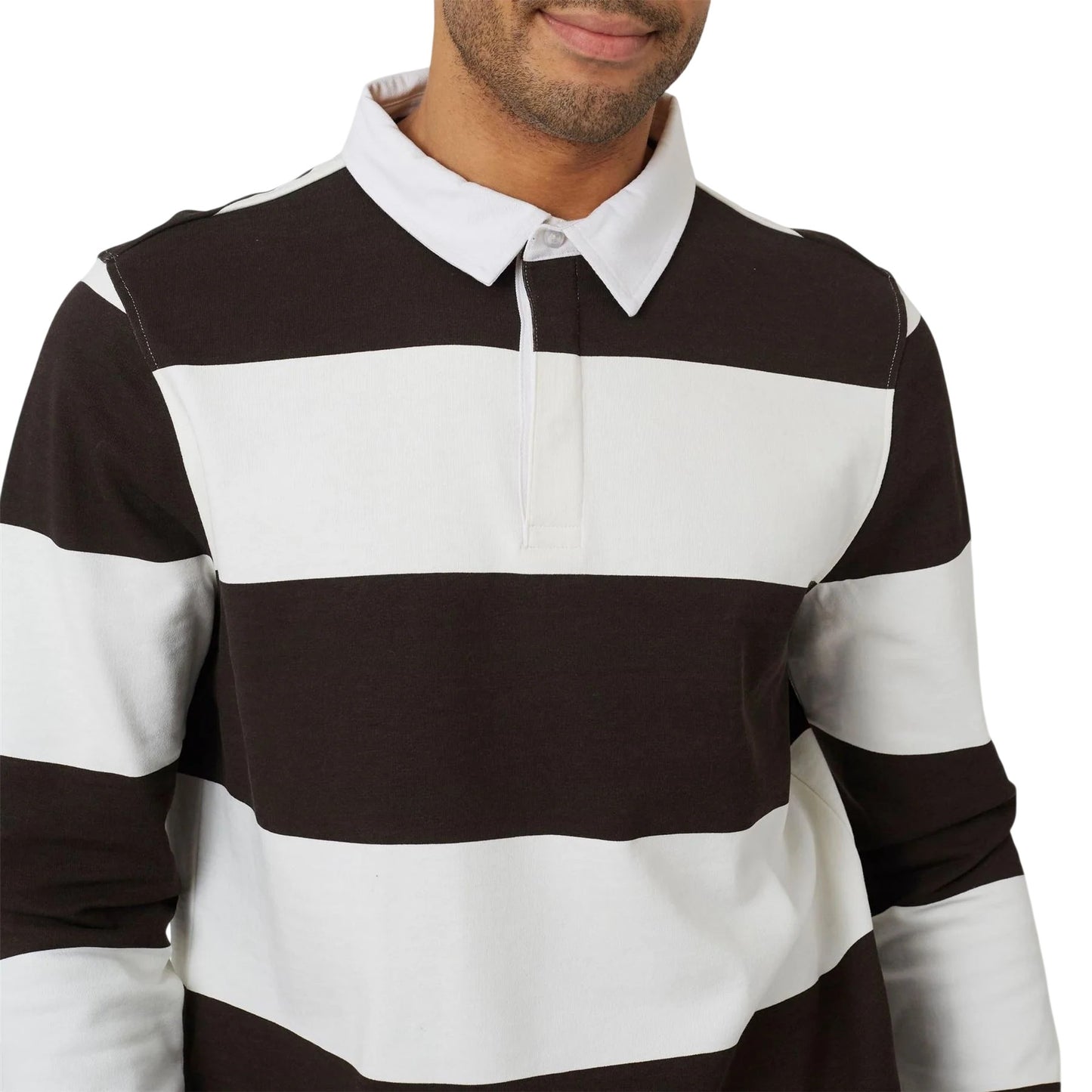 Cream-Brown - Side - Brave Soul Mens Long-Sleeved Polo Shirt