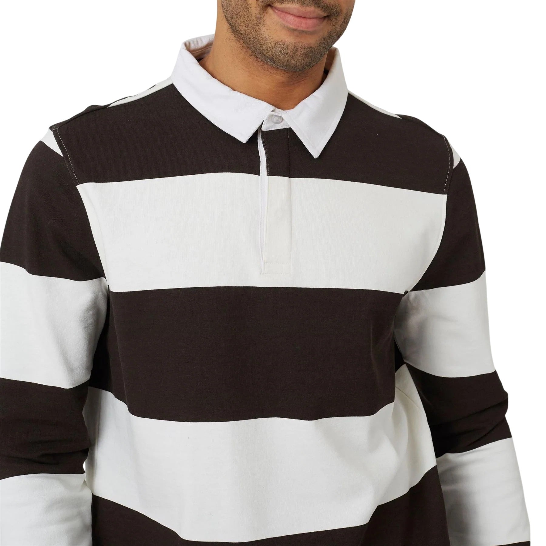 Cream-Brown - Side - Brave Soul Mens Long-Sleeved Polo Shirt