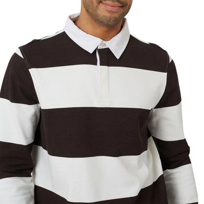 Cream-Brown - Side - Brave Soul Mens Long-Sleeved Polo Shirt