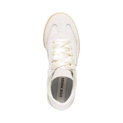 White - Pack Shot - Steve Madden Childrens-Kids Emporia Suede Trainers