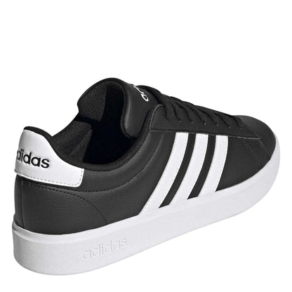 Core Black-Cloud White - Back - Adidas Unisex Adult Grand Court 3 Stripes Leather Cloudfoam Trainers