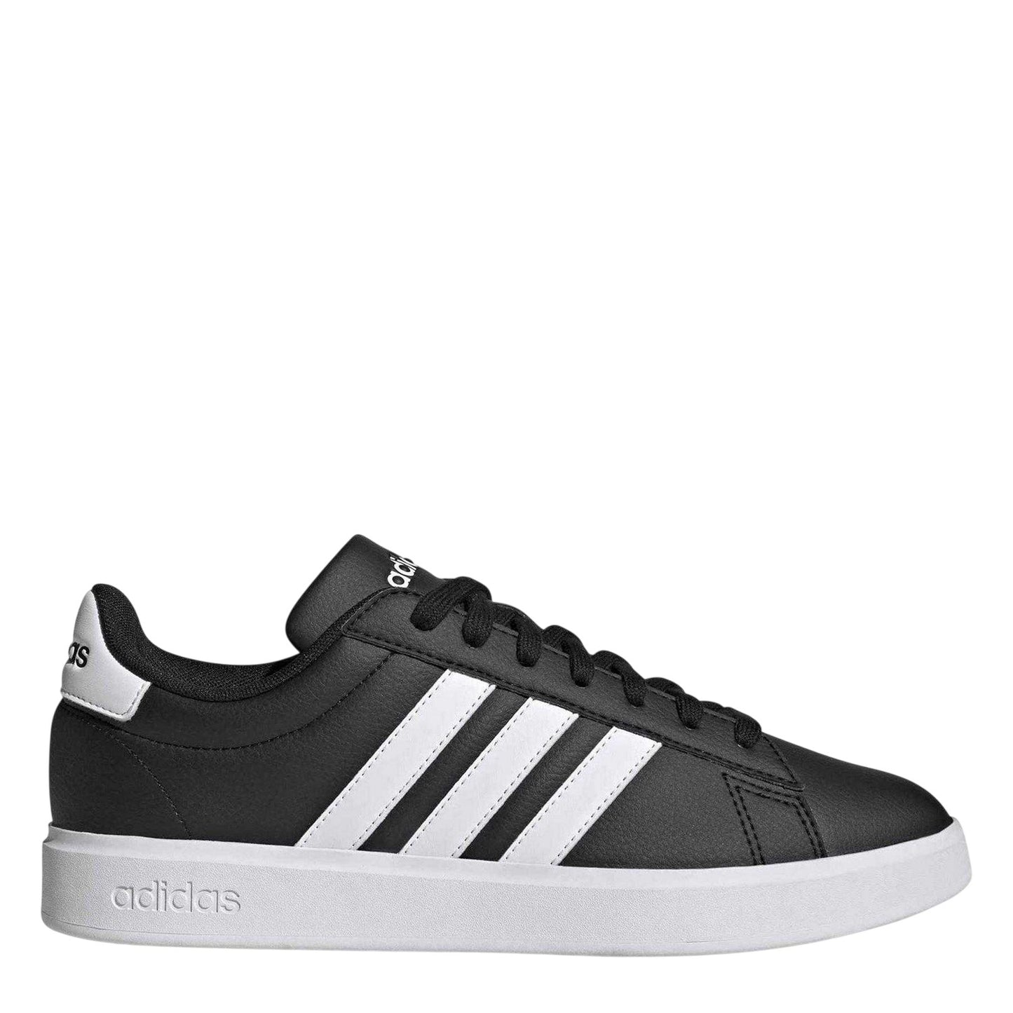 Core Black-Cloud White - Side - Adidas Unisex Adult Grand Court 3 Stripes Leather Cloudfoam Trainers