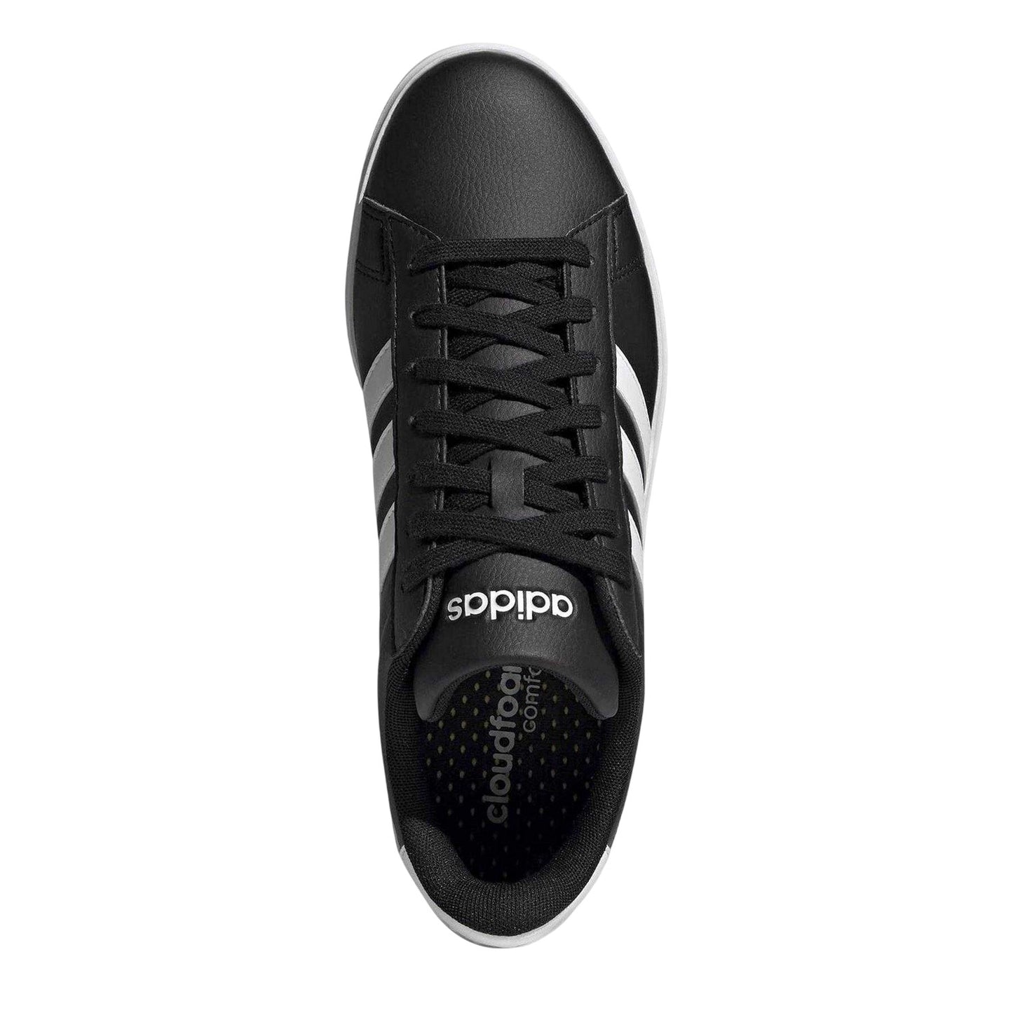 Core Black-Cloud White - Pack Shot - Adidas Unisex Adult Grand Court 3 Stripes Leather Cloudfoam Trainers