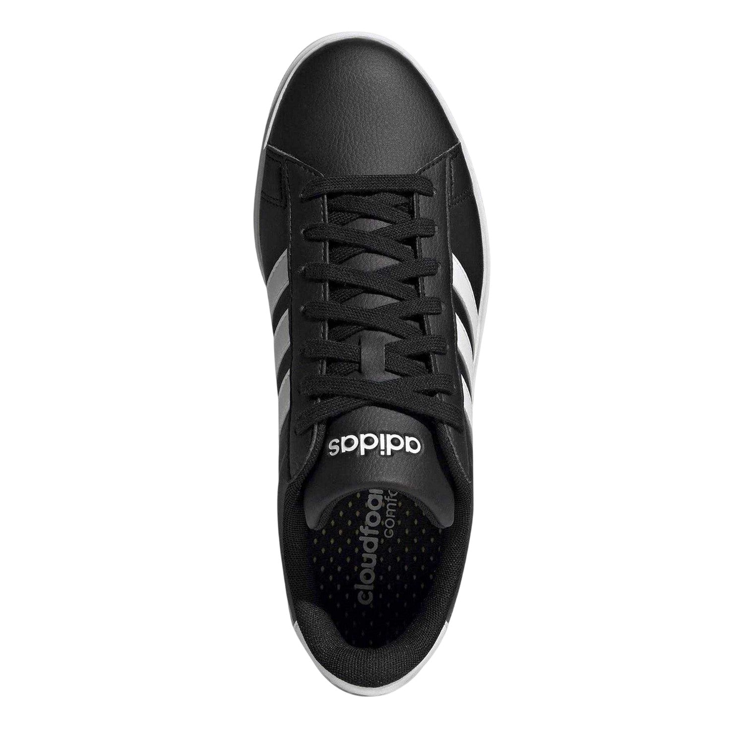 Core Black-Cloud White - Pack Shot - Adidas Unisex Adult Grand Court 3 Stripes Leather Cloudfoam Trainers
