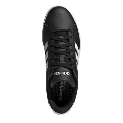 Core Black-Cloud White - Pack Shot - Adidas Unisex Adult Grand Court 3 Stripes Leather Cloudfoam Trainers