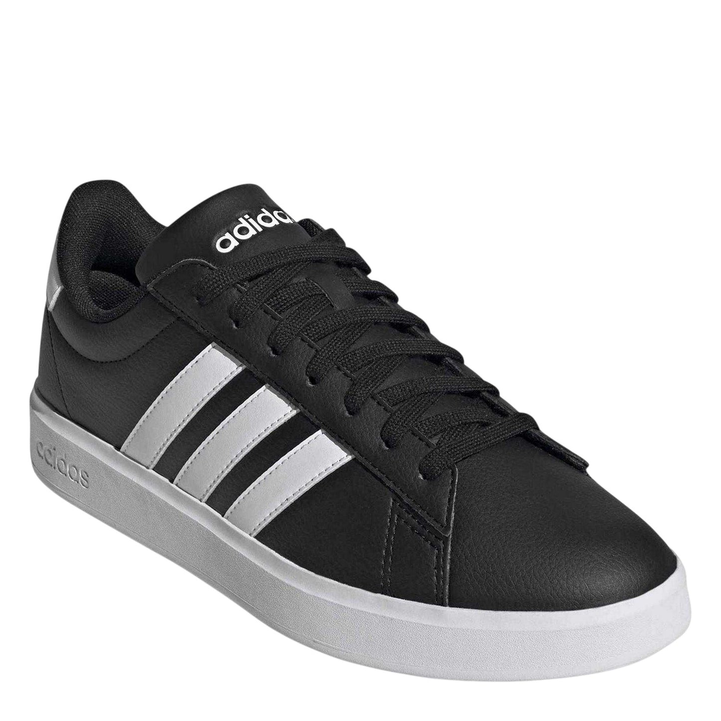 Core Black-Cloud White - Front - Adidas Unisex Adult Grand Court 3 Stripes Leather Cloudfoam Trainers