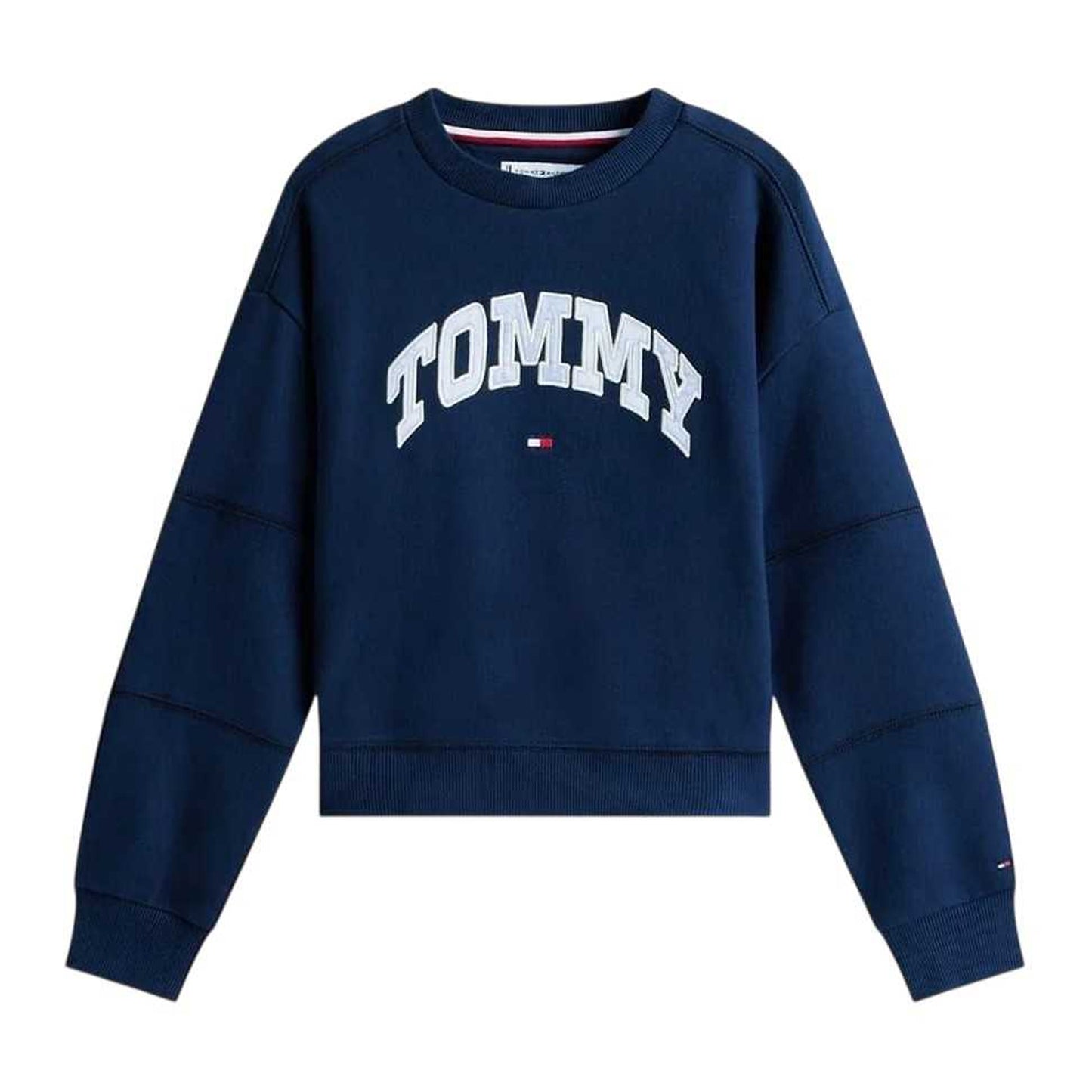 Night Navy - Front - Tommy Hilfiger Childrens-Kids Varsity Cotton Blend Crew Neck Sweatshirt