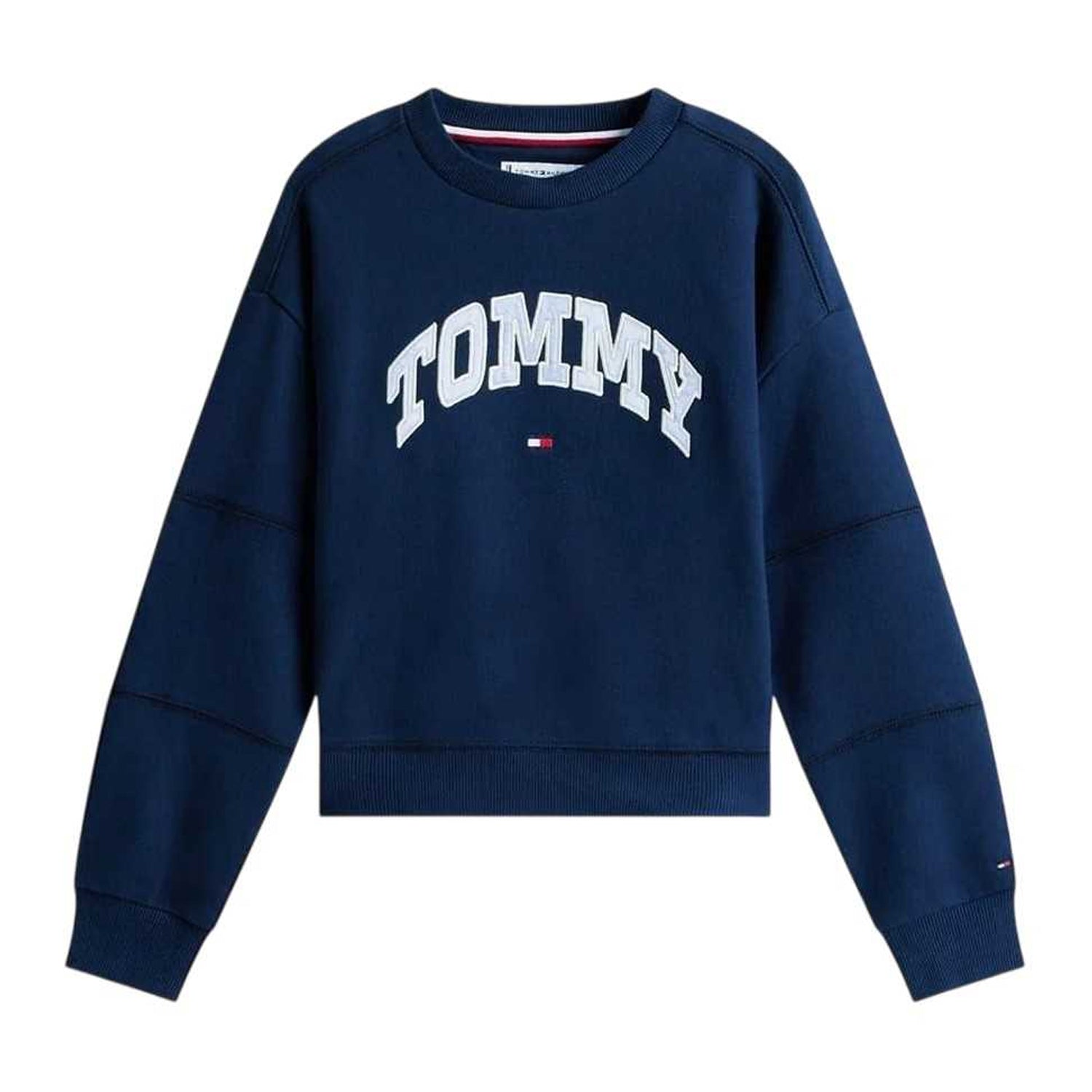 Night Navy - Front - Tommy Hilfiger Childrens-Kids Varsity Cotton Blend Crew Neck Sweatshirt