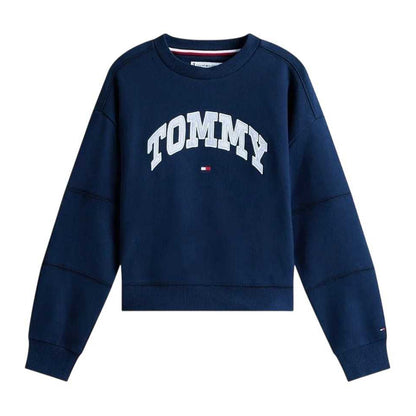 Night Navy - Front - Tommy Hilfiger Childrens-Kids Varsity Cotton Blend Crew Neck Sweatshirt