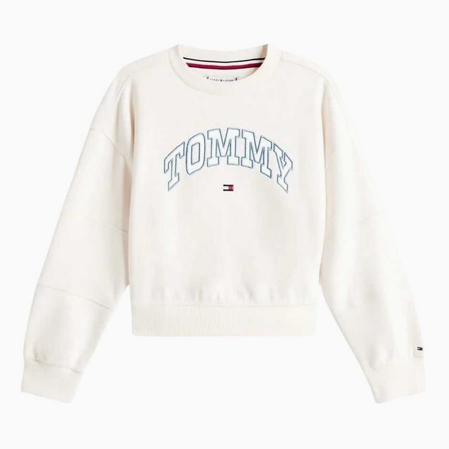 Ivory - Front - Tommy Hilfiger Childrens-Kids Varsity Cotton Blend Crew Neck Sweatshirt