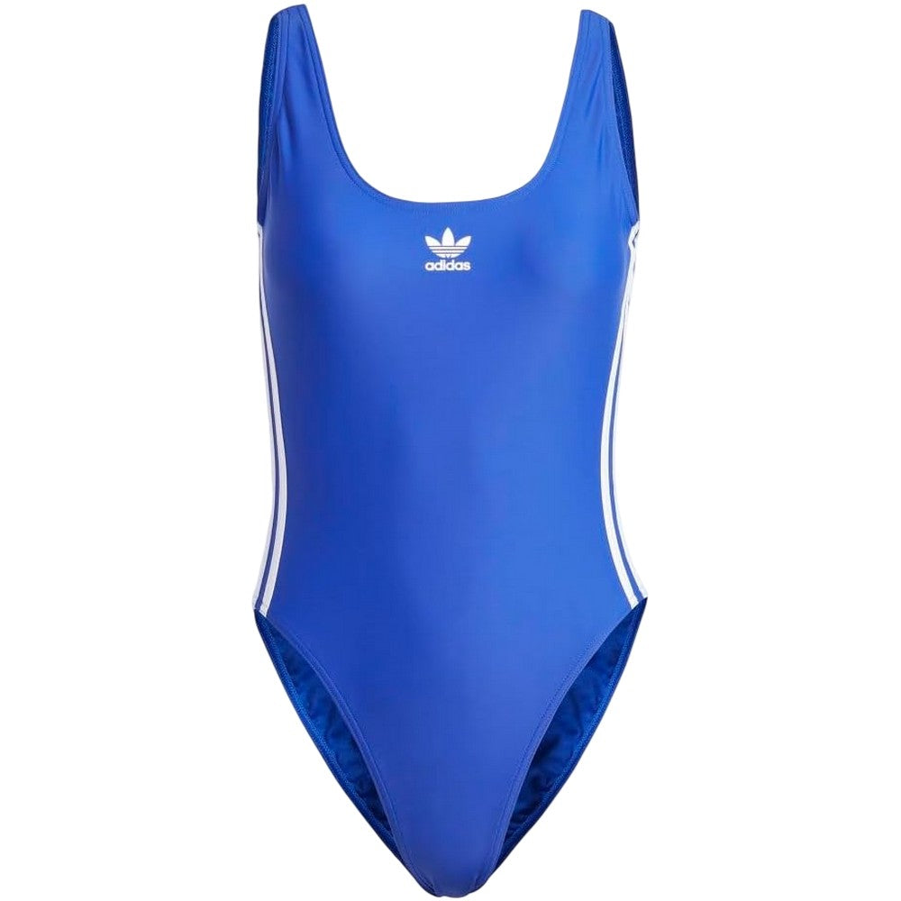 Blue - Front - Adidas Womens-Ladies 3 Stripes One Piece Swimsuit