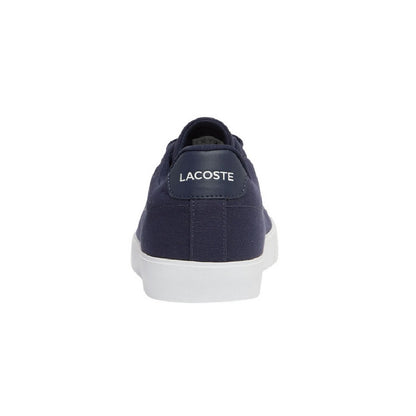 Navy-White - Back - Lacoste Mens Lerond Canvas Low Flat Trainers