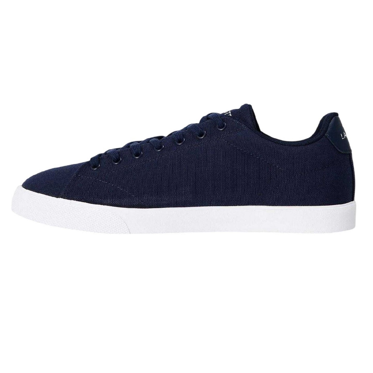 Navy-White - Side - Lacoste Mens Lerond Canvas Low Flat Trainers