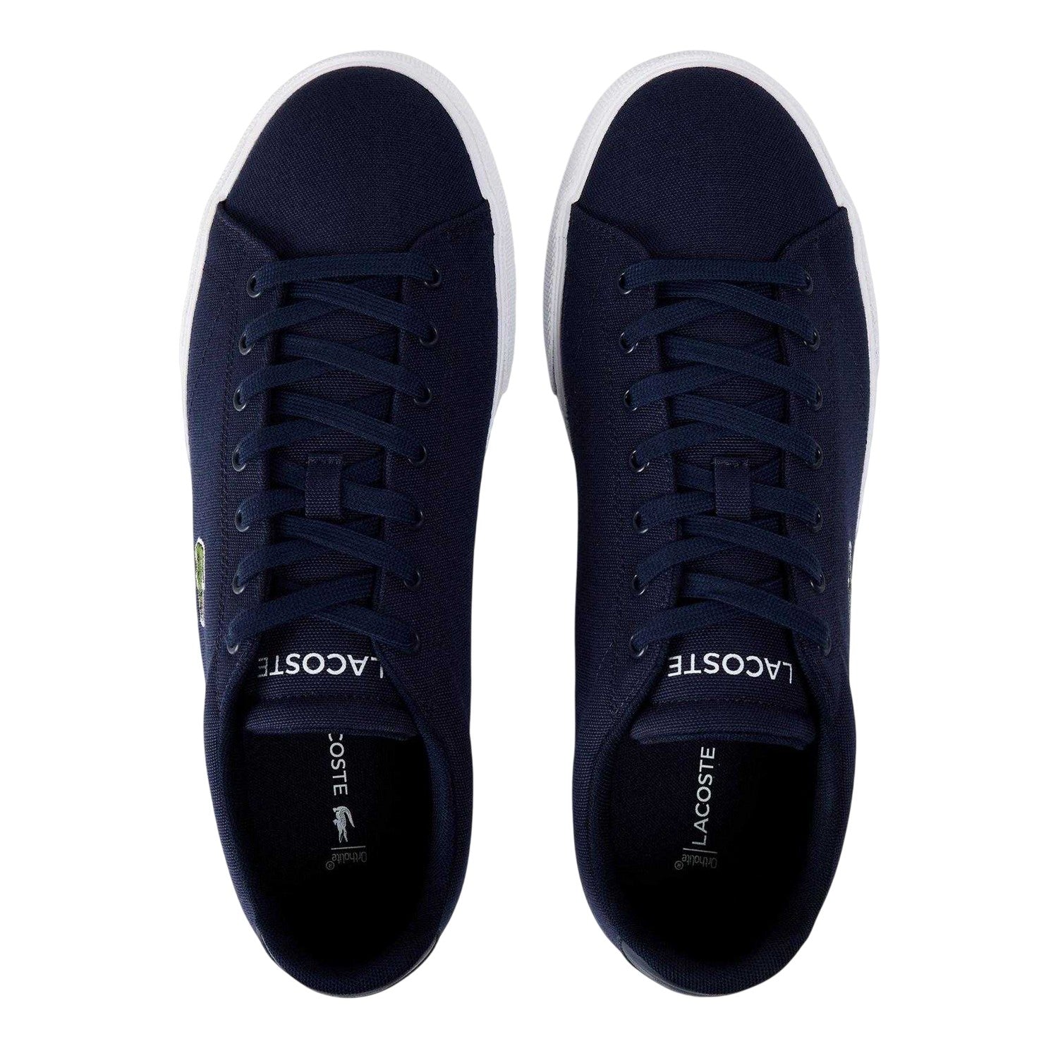 Navy-White - Lifestyle - Lacoste Mens Lerond Canvas Low Flat Trainers