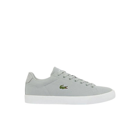 Grey-White - Front - Lacoste Mens Lerond Canvas Low Flat Trainers