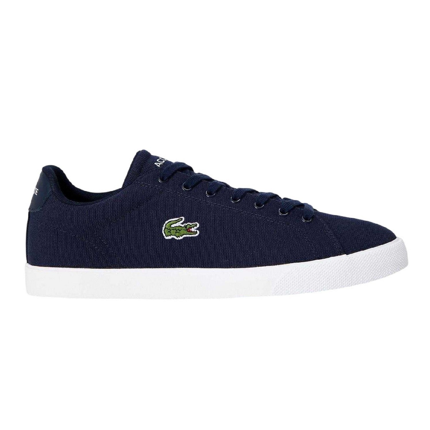 Navy-White - Front - Lacoste Mens Lerond Canvas Low Flat Trainers