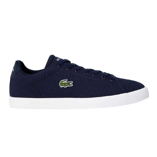 Navy-White - Front - Lacoste Mens Lerond Canvas Low Flat Trainers